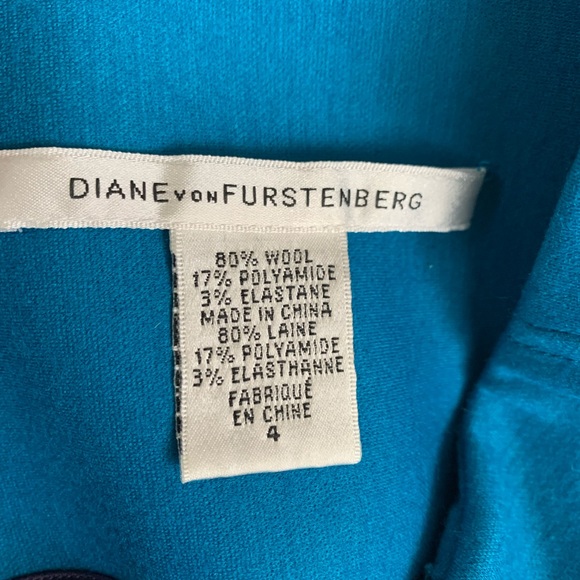 Diane Von Furstenberg Wool Blend Cerulean Blue Mini Skirt Sz 4 - Picture 3 of 5